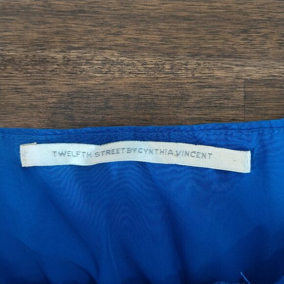 100% Silk Mini Slip Dress Blue Medium Strappy Twelfth Street by Cynthia Vincent. - Picture 8 of 9